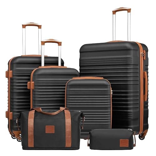COOLIFE Luggage Set 6 Piece, 16" 20" 24" 28" Suitcase Set + Expandable Travel Duffels Bag & Toiletry Bag | ABS Hard Shell, TSA Lock & Spinner Wheels - for Europe, Cruise, Study Abroad & Family Travel - Image 1