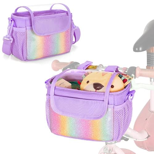 GRAOSO Kids Bike Basket, Bicycle Front Bag, Cute Bike Accessories for Girls Boys Fit Most of Handlebar, Tricycle, Scooter Bag with Detachable Shoulder Strap, (Bag Only), Patented Design - Image 1