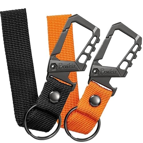 Pxvikis Metal heavy duty key chain carabiner clip bottle opener wrist lanyard ring car key fob unisex for men and women - Image 1