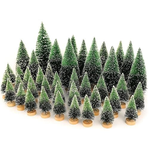 Desktop Miniature Pine Tree Tabletop Christmas Tree Small Pine Tree Decor Christmas Tree Toppers (Grass Green 34pcs) - Image 1