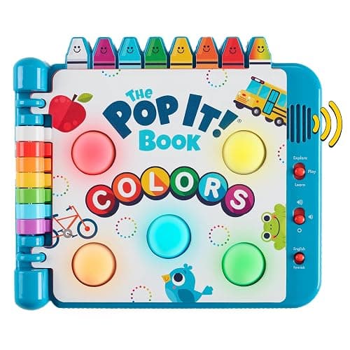 Chuckle & Roar Pop It Book, Colors, English & Spanish, Quiet Mode, 1–4+ | English & Spanish Color Toddler Learning Toys, Quiet Mode Option, Sturdy Plastic Sensory Toys, Busy Book for Toddlers 1-3 - Image 1