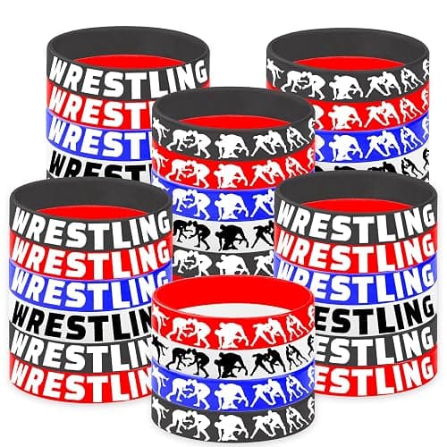 Atsmbiye 48PCS Wrestling Rubber Silicones Wristbands Wrestling Match Themed Birthday Grapple Party Favors Decorations - Image 1