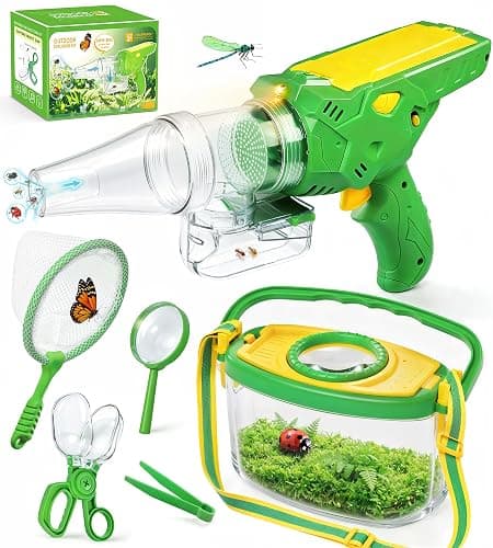 HAIMST Bug Catcher for Kids, Bug Vacuum Catching Kit with Bug Collector Butterfly Net Magnifying Glass Bugs Grabber Insect Catcher Tweezers, Outdoor Explorer Toys Gift for Kids Age 3-12 - Image 1