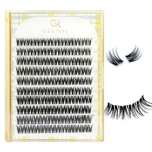 Wispy Lashes Clusters D Curl: Gekinye WideSpan DIY Eyelash Extension 110 Pcs Individual Lashes 10-14mm with 0.05mm Thin Black Band - Image 1