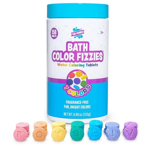 Tub Works Bath Color Tablets for Kids, 150 Count | Nontoxic & Fragrance-Free | Fizzy & Vivid Bath Color Tablets Create Fun Bath Colors | 7 Colored Water Tablets for Variety | BathBombs for Kids Bath - Image 1