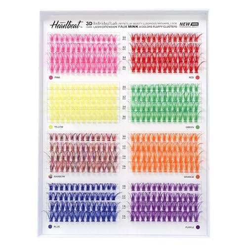 Happy Heartbeat 3D Colored Lash Clusters D Curl 416 Pcs 8 Colors 10mm 12mm 14mm 16mm Mixed Faux Mink Lashes DIY Individual Lashes 40D Colorful Fluffy lashes Extension(8 Colors-D Curl, 40D-10-16) - Image 1