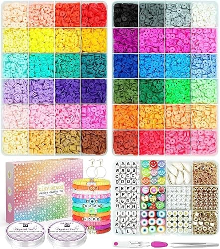 Bracelet Making Kit - 12000 Pcs Clay Beads, 48 Colors in 3 Boxes, Friendship Bracelet Kit with Elastic Strings, Polymer Spacer Beads, Jewelry Making Crafts Gift for Kids, Teens, Girls & Adults2 - Image 1