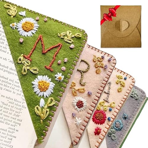 26 Letters Bookmark All Season Bookmarks for Women Men Reading Book Lovers Gifts Spring Summer Fall Winter Book Mark Corner Personalized Hand Embroidered (A, Summer) - Image 1
