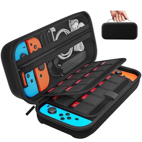 daydayup Switch Carrying Case Compatible with Nintendo Switch/Switch OLED, with 20 Games Cartridges Protective Hard Shell Travel Carrying Pouch for Console & Accessories Playstation Vita Case Black - Image 1