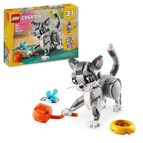 LEGO Creator 3in1 Playful Cat Toy - Animal Figure Transforms into a Pigeon or Pet Dog Model - Creative Birthday Gift for 8+ Year Old Girls & Boys - 31163 - Image 1