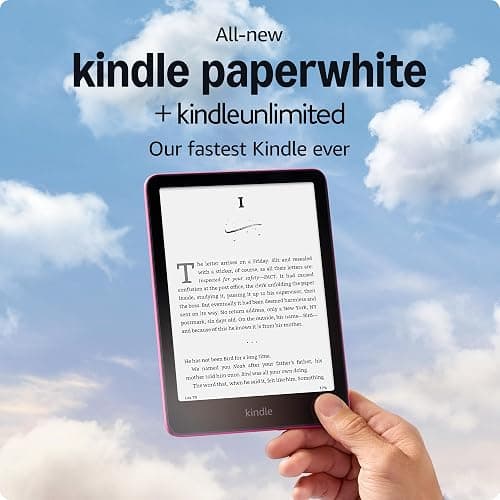 All-new Amazon Kindle Paperwhite (16 GB) – Our fastest Kindle ever, with new 7" glare-free display, and weeks of battery life – Raspberry + 3 Months Free Kindle Unlimited (with auto-renewal) - Raspberry - With 3 months free Kindle Unlimited - Ad-supported - Image 1