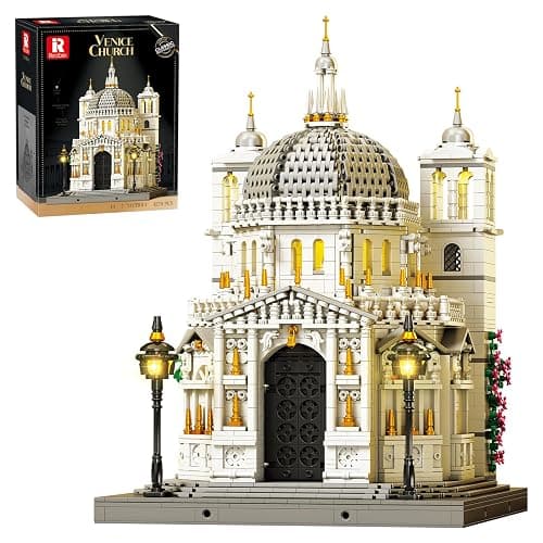 Reobrix Venice Church Building Block Sets for Adults with Lights 55014, Landmark Architecture Venice Santa Maria Della Salute Church Model, Collectible Italy Landmark Building Toy for Adullt (4270PCS) - Image 1