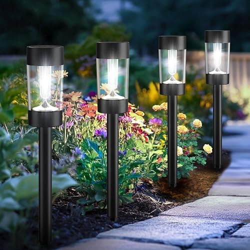 Eyrosa Solar Lights Outdoor, 12 Pack Waterproof Solar Landscape Lighting for Pathway Garden Yard Path Walkway Driveway Lawn Patio Outside Decor, Cool White - Image 1