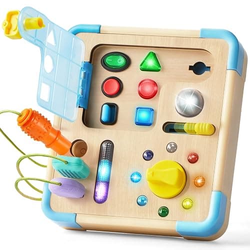 lalalark Electronic Busy Board – Montessori Learning Toddler Toy, 15 Lights & 9 Sounds, 5 Switches & Plugs, Sensory, Fidget, Travel Activities, Early Development, Christmas Baby Gifts Toys Age 18M+ - Image 1