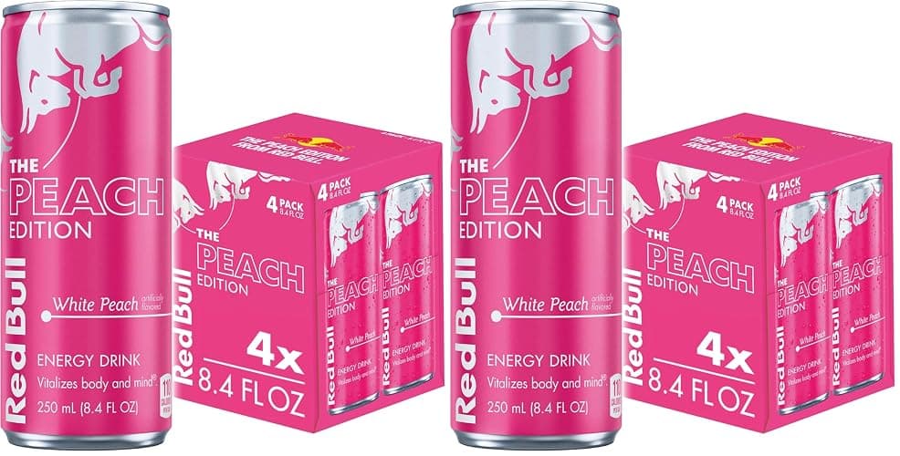 Red Bull Peach Edition Energy Drink, White Peach, 8.4 fl. oz., Pack of 8, with 80mg Caffeine, Taurine & B Vitamins - Image 1