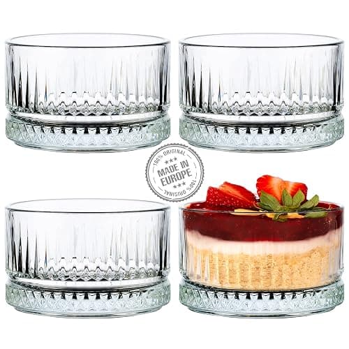 Crystalia Premium Bols à Dessert en Verre, Lot de 4 Bols en Verre, 235ml, 100% SANS PLOMB Bol à Crème Glacée, Verres à Dessert Bol de Service pour Sundae, Empilables Bols de Service à Fruits - Image 1
