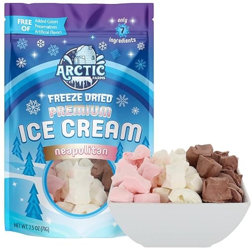 Arctic Farms Freeze Dried Premium Ice Cream That Does Not Melt (7 Ingredients) (2.5oz, Neapolitan) - Image 1