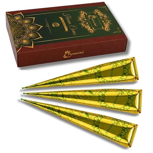 Plantovika Henna Cones Made from 100% Natural Leaves | Fresh Ready-to-Use Pre-Filled Paste, Henna Tube | Dark Reddish Brown | No Additives | Long Lasting Color | Pack of 3 - Image 1