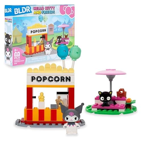 BLDR Hello Kitty and Friends Kuromi’s Popcorn Stand Building Set - Kuromi & Chococat Poseable Minifigures - Gifts for Kids & Sanrio Fans Ages 8+, 0129 - Image 1