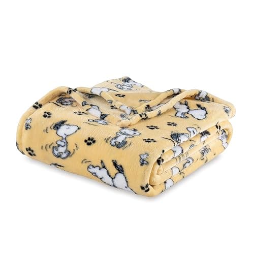 Berkshire Blanket Peanuts® VelvetLoft® Cute Character Snoopy Plush Blanket,Peanuts Poses and Paws Sundress,King 90 in x 108 in (Official Peanuts® Product) - Peanuts Poses and Paws Sundress - King (90 in x 108 in) - Image 1