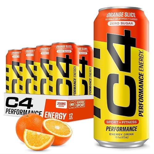 C4 Energy Carbonated Zero Sugar Energy Drink, Pre Workout Drink + Beta Alanine, Orange Slice, 16 Fl Oz (Pack of 12) - Image 1