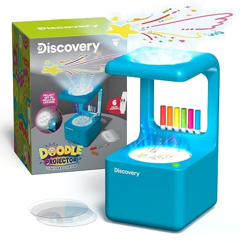 Discovery™ Doodle Projector Light Art Station – Includes 6 Dry-Erase Markers, 10 Reusable Drawing Discs, Project Drawings on Walls & Ceilings| Arts & Crafts Kit for Kids| Tracing Pad Coloring Toy Gift - Image 1