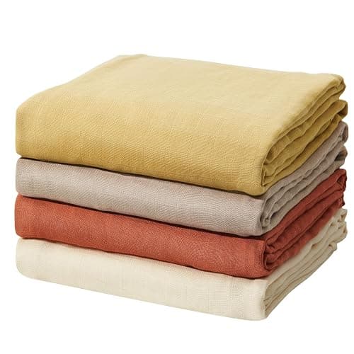 Momcozy Muslin Swaddle Blankets, Ultra Soft Neutral Swaddle Blanket, Breathable Large 47'' x 47'' Baby Infant Newborn Boys Girls Swaddling Receiving Blanket Wraps, Retro Red Brown - Retro Red Brown - Image 1