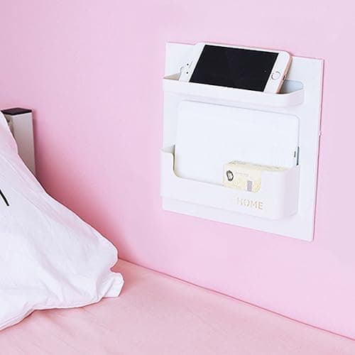 EHKIT Bedside Shelf Accessories Organizer- Wall Mount Self Stick On,Ideal for Glasses,Remote,Earphone, Cell Phone Charger,Manicure Kit - Image 1
