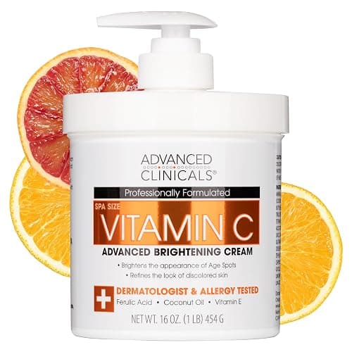 Advanced Clinicals Vitamin C Cream. Advanced Brightening Cream. Anti-aging cream for age spots, dark spots on face, hands, body. Large 16oz. - Image 1