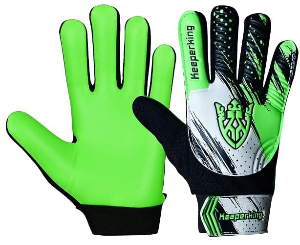 Keeperking Soccer Goalie Gloves - Football Goalkeeper Gloves Kids, Boys, Youth with Double Wrist Protection and 4mm Latex Anti-Slip Strong Grips Palm - Image 1