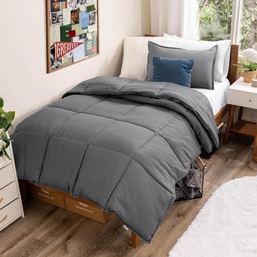 Bare Home Comforter Set - Twin Extra Long Size - Ultra-Soft - Goose Down Alternative - Premium 1800 Series - All Season Warmth (Twin/Twin XL, Grey) - Image 1