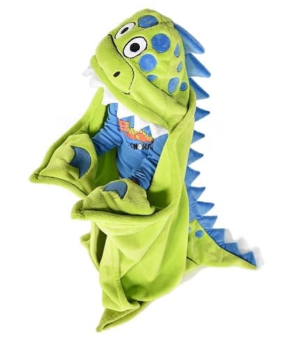 Lazy One Wearable Hooded Blanket for Kids, Animal Hooded Blanket (Dinosaur) - Image 1