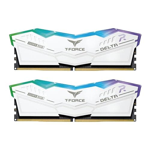TEAMGROUP T-Force Delta RGB DDR5 Ram 32GB (2x16GB) 6000MHz PC5-48000 CL30 Intel XMP 3.0 & AMD Expo Compatible Desktop Memory Module Ram White FF4D532G6000HC30DC01 - Image 1