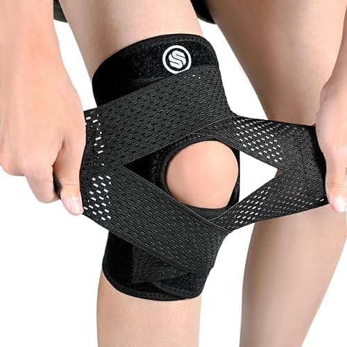 Knee Brace with Side Stabilizers for Knee Pain, Adjustable Knee Support for Meniscus Tear ACL MCL Arthritis Injury Recovery, Breathable Knee Wrap for Men & Women, Workout, Sports (Black, Medium) - Medium - Black - Image 1