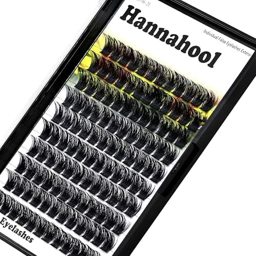 Hannahool Large Pack Wide Stem Cluster Eyelashes D Curl 10-20mm Available Handmade D Curl Wide Stem Individual False Eyelashes 5D Volume DIY Eye Lashes Extensions Beauty Tools (12mm) - Image 1
