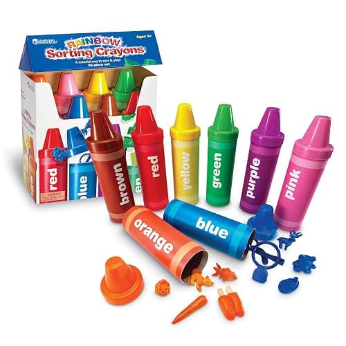 Learning Resources Rainbow Sorting Crayons - Toddler Gifts, Toddler Accessories, Jumbo Stacking Toys, Fine Motor Skills, Classroom And Preschool Activities, Montessori - Image 1