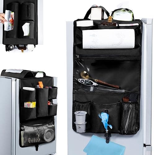 FRECOLSH Mini Fridge Organizer 65" x 12.5" - Over The Fridge Storage With 16 Pockets - Organization and Storage for Pantry Goods, Utensils & More Office or Dorm Essentials - Image 1