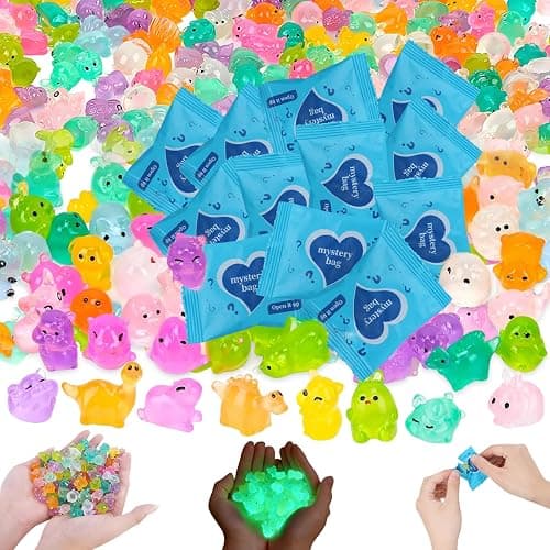 Mini Glow in The Dark Animal Resin Models,New Mystery Resin Animals Blind Bag,Mini Luminous Farm Ocean Figures,Animal Miniatures for Fairy Garden Accessories,Individually Wrapped Blind Bag(100PCS) - Image 1
