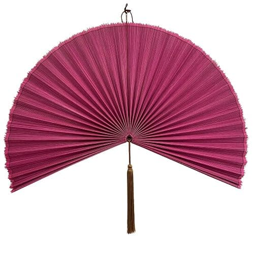 ChumDecor Fan Wall Decor,Large Bamboo Fan Wall Art For Boho Hanging Headboard,Decorative Folding Fan For Over Bed Decorations, (Pink, 40inch) - Image 1