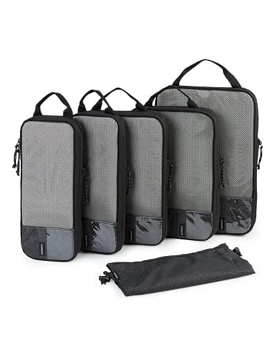 BAGSMART 2/4/6-Piece Compression Packing Cubes Set for Suitcases Backpack, Travel Organisers Bags for Luggage, Holiday Travel Essentials Accessories, Black - Image 1