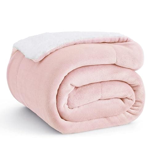 Bedsure Sherpa Fleece Throw Blanket for Couch - Thick and Warm Blanket for Winter, Soft Fuzzy Plush Throw Blanket for All Seasons, Pink, 50x60 Inches - Image 1