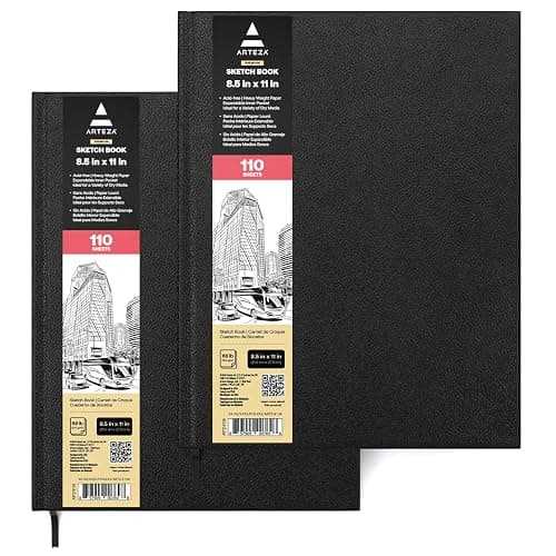 ARTEZA Hardcover Sketch Book 8.5 x 11 Drawing Pad 2 pack 110 Sheets Sketch Pads for Drawing for Adults & Teens - Image 1
