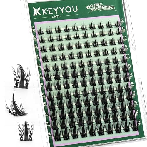 KEYYOU LASH Manga Lashes Clusters Fairy Cluster Eyelash Extensions Wispy False Eyelashes Natural Lash Clusters Individual Lashes Fake Eyelashes D Curl Extension with Spikes(F02,10-18mm) - Image 1