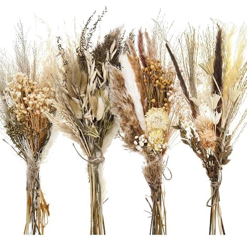Layhit 4 Pack Large Size Boho Dried Flower Bouquet 15-17 Inch Wedding Handmade Dry Flowers for Vase Crafts DIY Photo Boutonniere for Men Floral Plant for Bridesmaid Gift Birthday Decor(Classic) - Image 1
