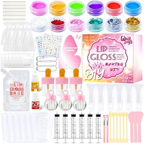 WhizToys 74PCS DIY Lip Gloss Making Kit,Make Your Own Lip Glosses Moisturizing DIY Lip Glaze Handmade Glittery Set for Teens Girls Women Makeup Lover Beginner Birthday Gift - Image 1