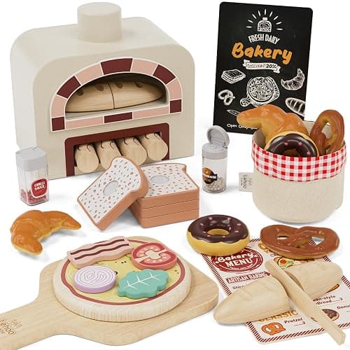 Lehoo Castle Cucina Giocattolo per Bambini, Pizza Giocattolo in Legno, Accessori Cucina Bambini, Giochi Bambino Bambina 3-5 Anni - Image 1