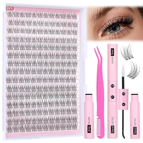 Natural Lash Extension Kit Wispy Eyelash Clusters 9-11mm Lash Cluster Kit with Lash Bond and Seal and Lash Applicator 180pcs Cluster Eyelash Extensions Kit for Beginners DIY at Home by Yawamcia - Image 1