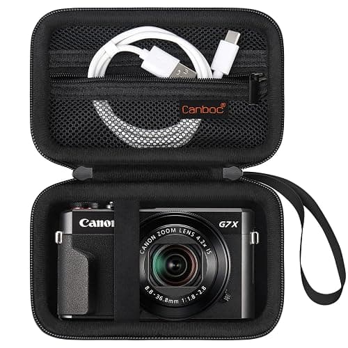 Canboc Camera Case for Canon PowerShot G7 X Mark II/ G7X Mark III Digital 4K Vlogging Camera, Point and Shoot 4K Video Camera Bag, Zipper Mesh Pocket fits USB Cable, Batteries, Black - Black - Image 1