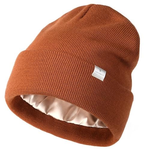 YANIBEST Satin Lined Beanie for Women Reduce Frizz Winter Hats for Women Men Silk Lining Soft Slouchy Warm Cuffed Less Static - Image 1