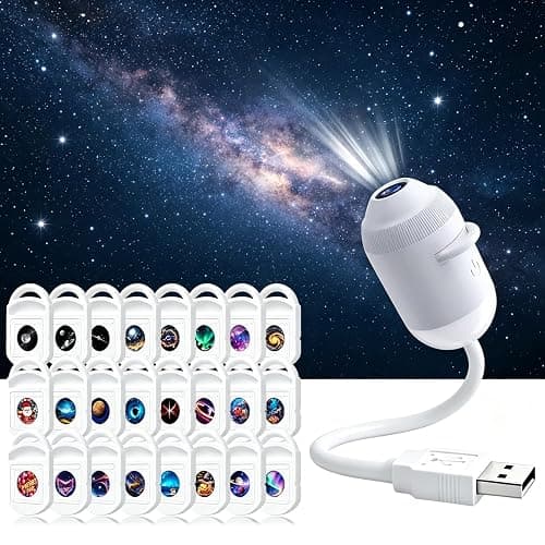 MolKuno 2-in-1 Galaxy Projector Night Light | 24 Projection Films, Portable USB Starry Sky Projection LED, 360° Adjustable, Brightness Control - Image 1